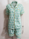 Monkey Print Shirt and Shorts Set: GREEN / M