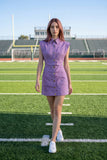 Contrast Stitch Utility Mini Dress : MAROON / M