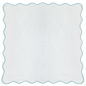 Scalloped Euro Sham, Blue / White