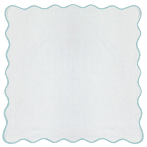 Scalloped Euro Sham, Blue / White