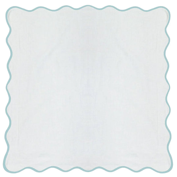 Scalloped Euro Sham, Blue / White