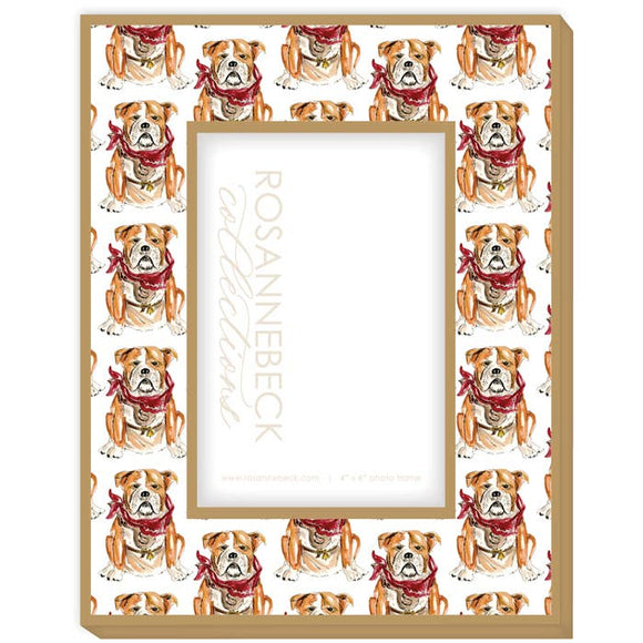 Gold Handpainted Bulldog Maroon & Gray 4x6 Frame