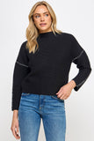 RT-3913-6 CONTRAST STITCH MOCK NECK SWEATER BLACK: S