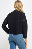 RT-3913-6 CONTRAST STITCH MOCK NECK SWEATER BLACK: S