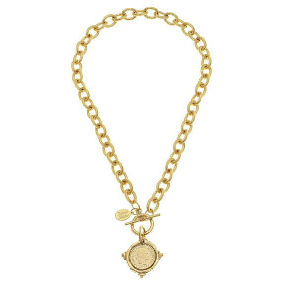 Handcast Gold Toggle Necklace