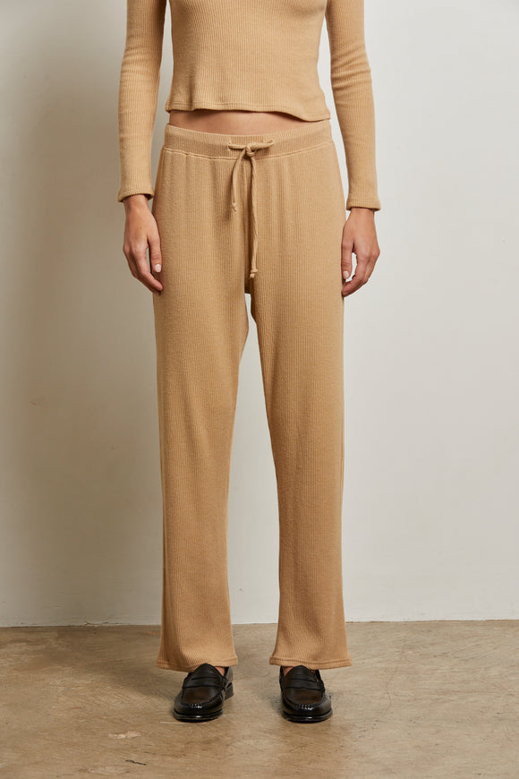 Remi- 2x1 Sweater Rib Drawstring Pant Suede