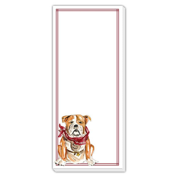 Handpainted Maroon & Gray Bulldog Skinny Notepad