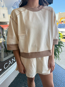 Ecru Stitched Top
