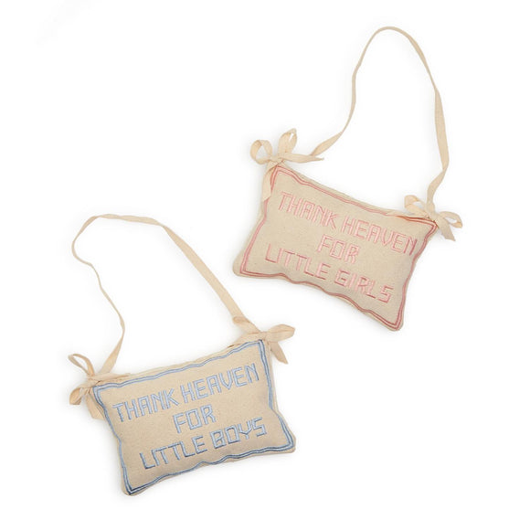 Thank Heaven Embroidered Pillow Door Hanger Dècor