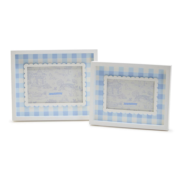 Gingham Photo Frames with Scalloped Trim Includes