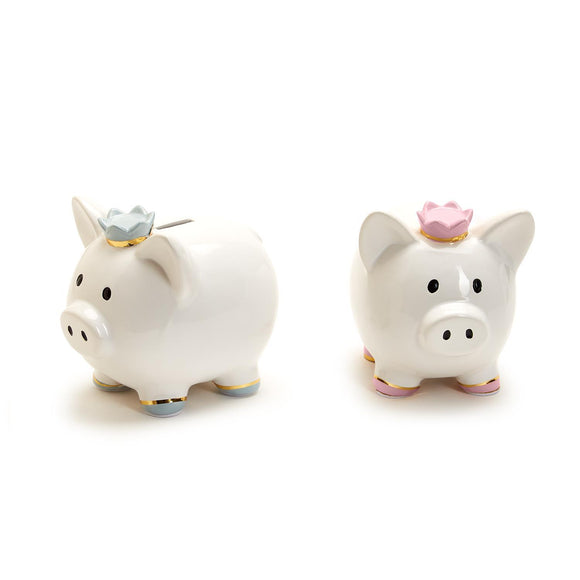 My First Piggy Bank with Crown and Gold Accent in Gift Box