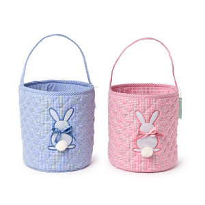 Hoppy Easter Quilted Bucket Tote w Embroidered Bunny Applique
