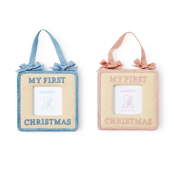 Baby's First Christmas Embroidered Keepsake Photo Frame Ornament