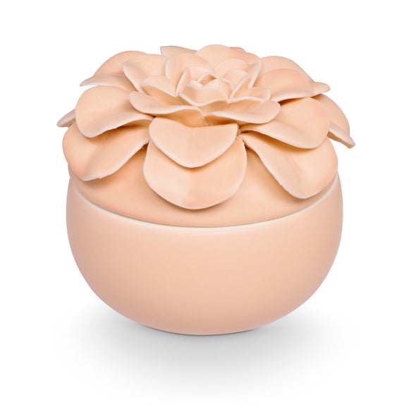 Blood Orange Dahlia Ceramic Flower Candle