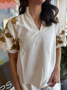 Chenille Puff Sleeve Top