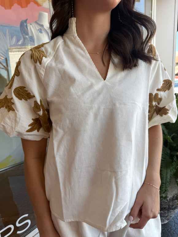 Chenille Puff Sleeve Top