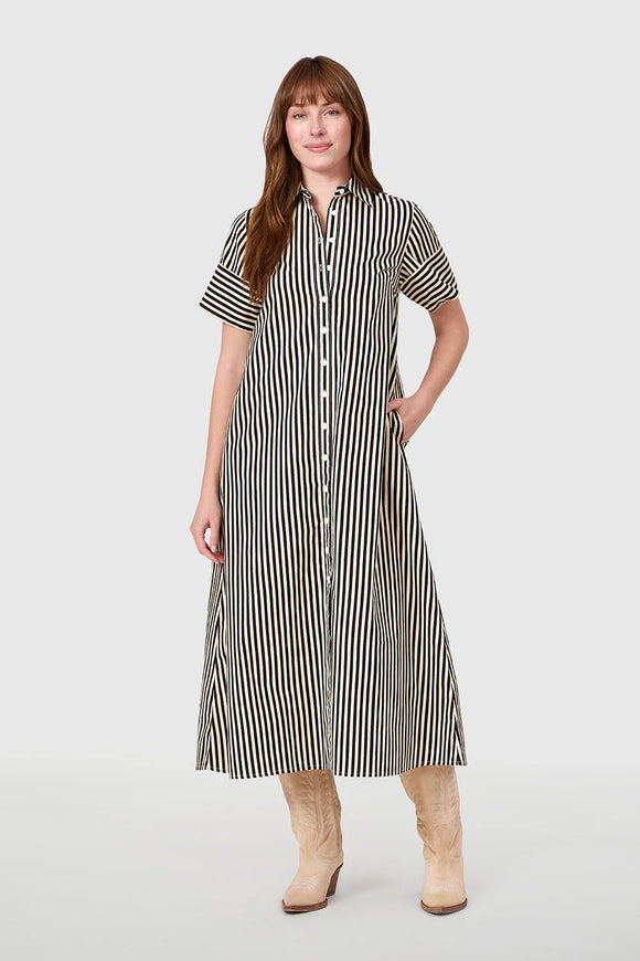 Ganache Pinstripe Gibbons Dress