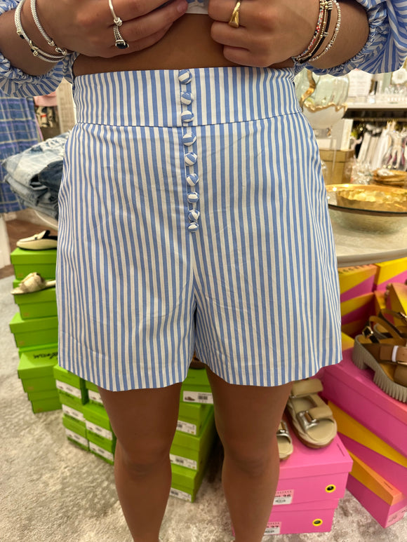 Stripe Poplin Button Short