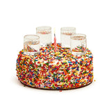 Party Time Birthday Set of 4 Cake Topper Shot Glasses in Gift Box - Hand-Blown Glass , 1oz. / hand wash only