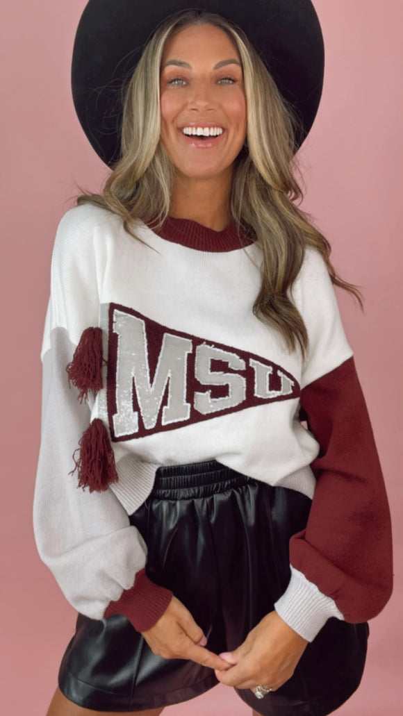 Licensed Miss State Pennant Sweater