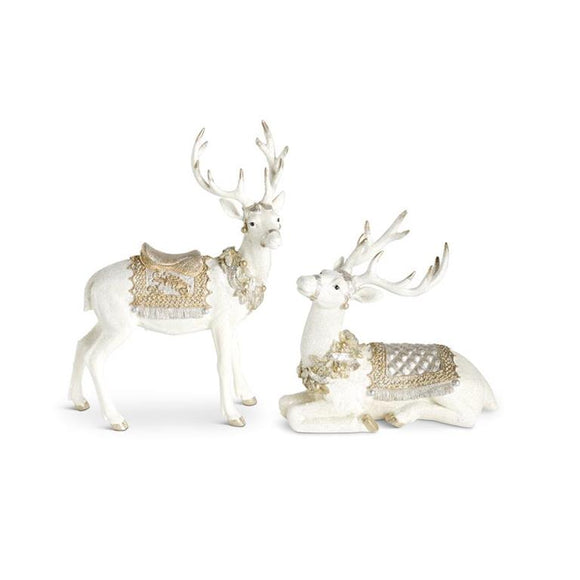 Glittered Cream, Gold, & Silver Resin Deer