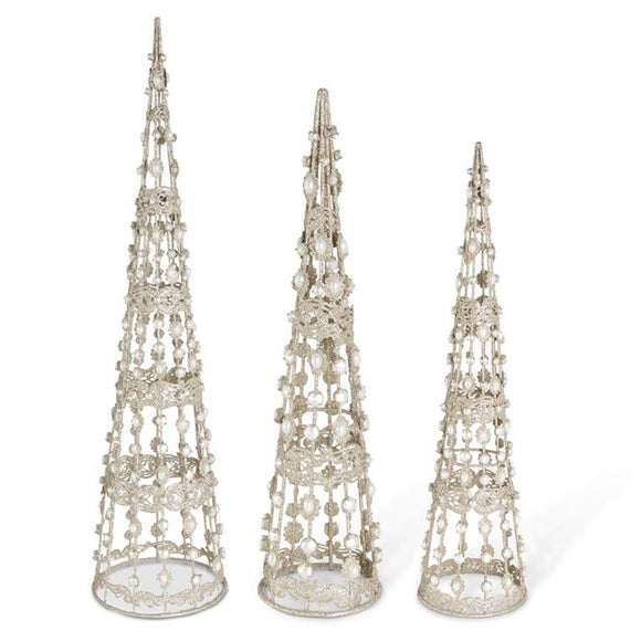 Champagne Filigree Wire Cone Tree