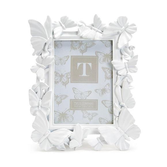 White Butterfly 5x7 Photo Frame (stands or hangs horizontally/vertically) - Resin