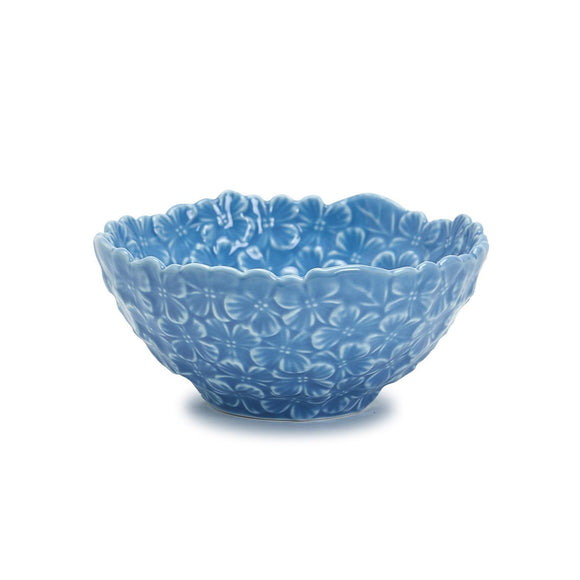 Blue Hydrangea Set of 3 Tidbit Bowls (food safe, dishwasher safe, microwave safe) - Porcelain