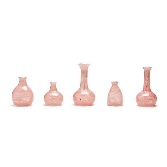 Pink Decorative Bottle / Vase with White Swirls