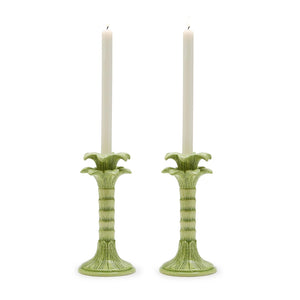 Green Palm Leaf Taper Candlestick Holder