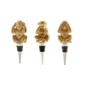 Set of 3 Monkey Bottle Stoppers in Gift Box
