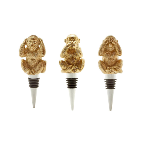 Set of 3 Monkey Bottle Stoppers in Gift Box