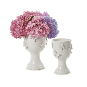 Butterfly Pedestal Cachepots with Sculpted Butterflies