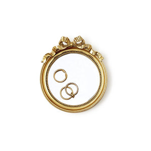 Round Mirror Trinket Tray with Accent Bow
