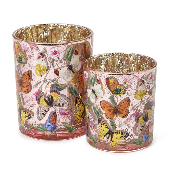 Butterfly Silhouette Antiqued Tealight / Votive Candleholders