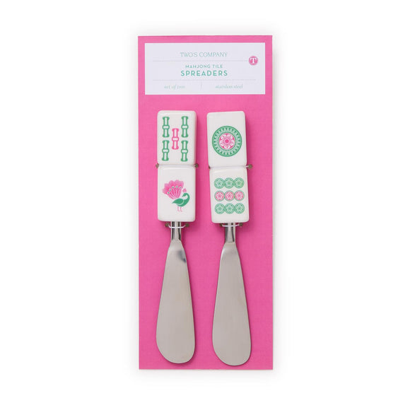 Set of 2 Mahjong Spreaders on Gift Card (hand wash only) - Stainless Steel/Resin
