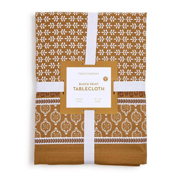 Natural Elements Set of 2 Block Print Design Tablecloths
