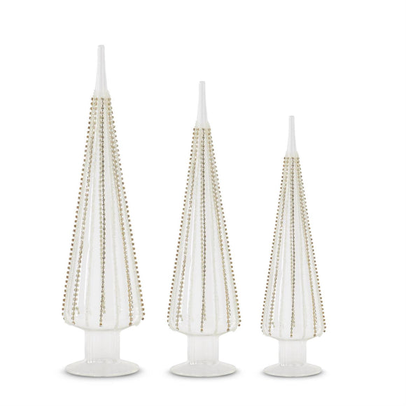 Jeweled Clear Glass Cone Trees