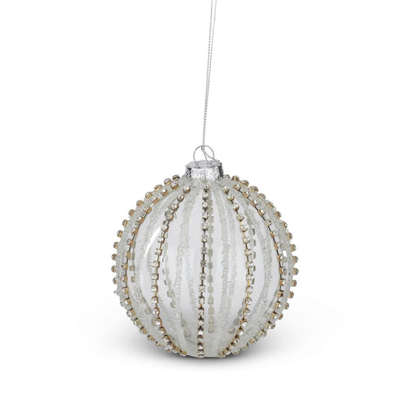 4 Inch Jeweled Clear Glass Ornament