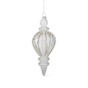 7.5 Inch Jeweled Clear Glass Finial Ornament
