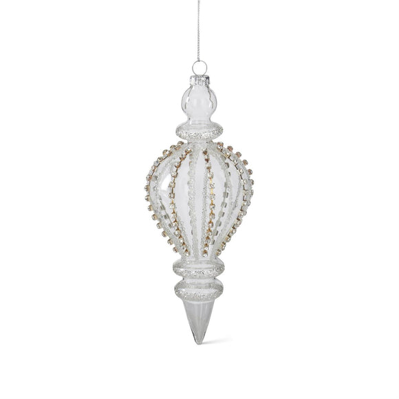 7.5 Inch Jeweled Clear Glass Finial Ornament