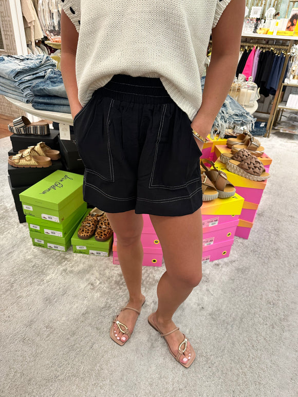 Black Stitched Shorts