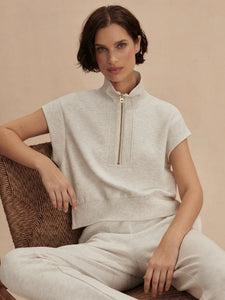 Kelly Half Zip Sweat - Ivory  Marl