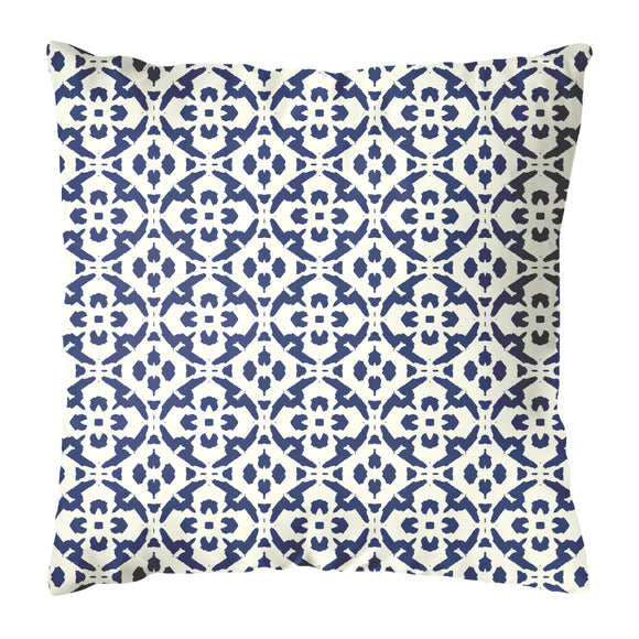 Laura Park Porto Tiles Navy 22x22 Outdoor Pillow
