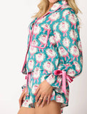 Santa Claus Long-Sleeve Top and Pants Pajama Set: WHITE / M