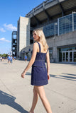 Maroon Stitch Detail Cotton Denim Mini Dress