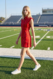 Contrast Stitch Utility Mini Dress : MAROON / M