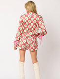 Santa Claus Long-Sleeve Top and Pants Pajama Set: WHITE / M
