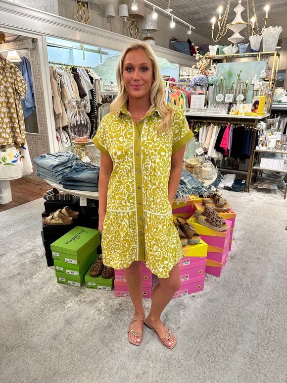 Chartreuse Floral Dress