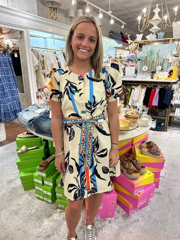 Skyla Striped Floral Dress